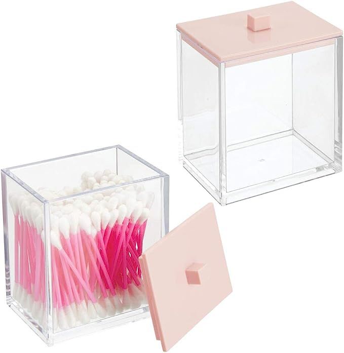 mDesign Modern Square Bathroom Vanity Countertop Storage Organizer Canister Jar for Cotton Swabs,... | Amazon (US)