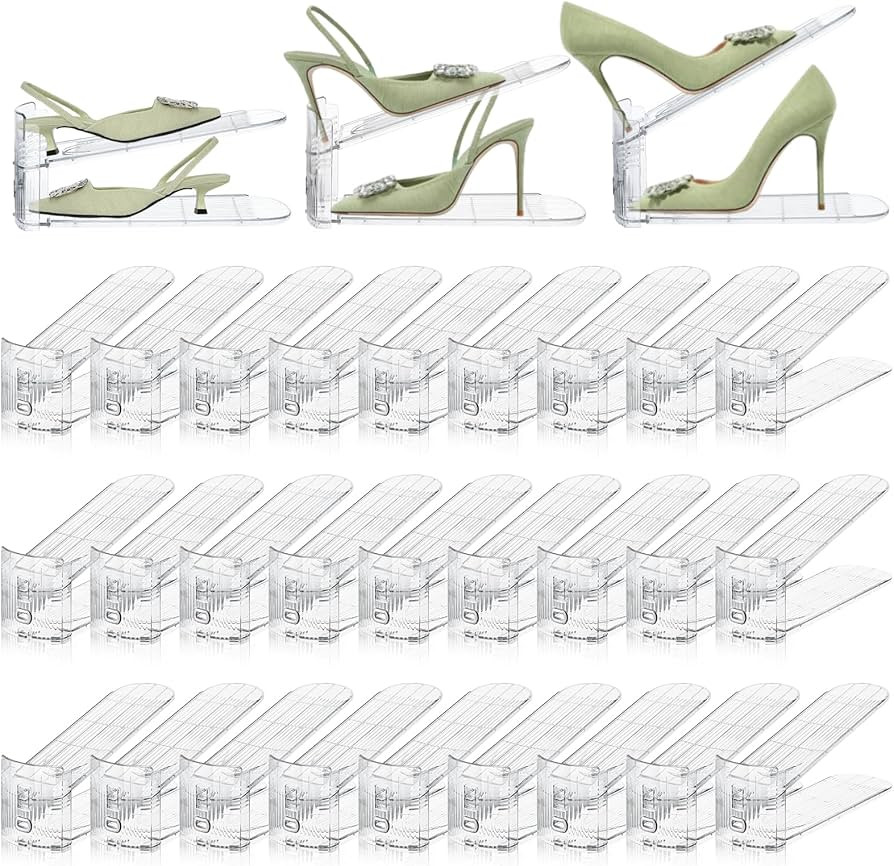 Shoe Slots Organizer,36 Pack Transparent Shoe Stacker Adjustable Shoe Slot Organizer Space Saver ... | Amazon (US)