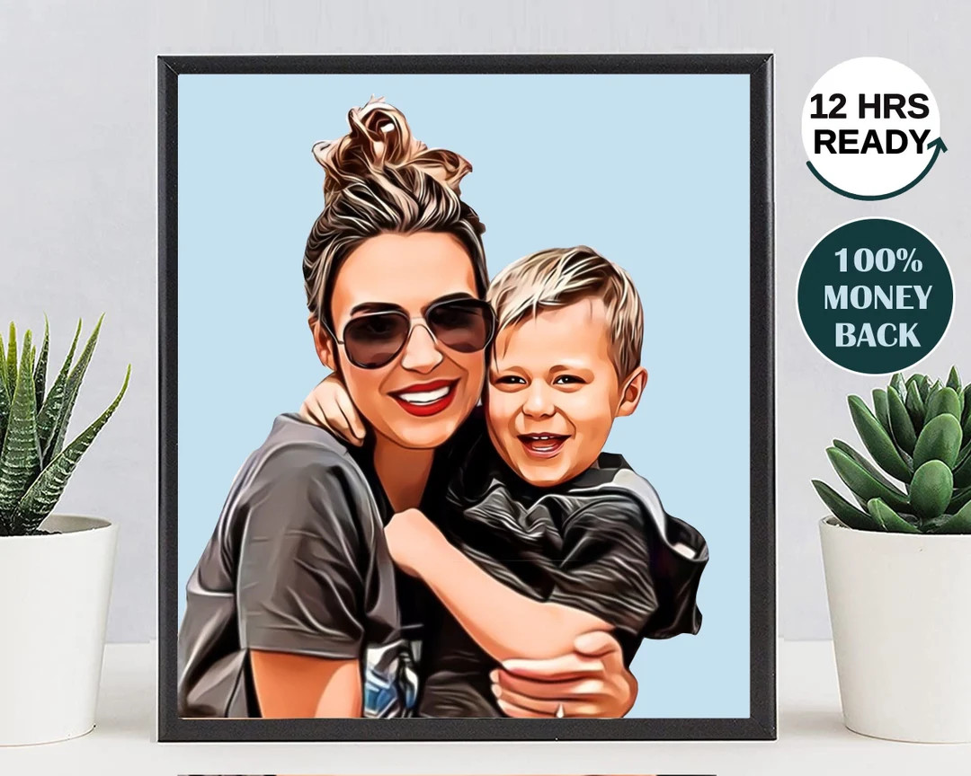 Custom Portrait From Photo - Personalized Mom Painting - Mothers Day Present For Her From Daughte... | Etsy (US)