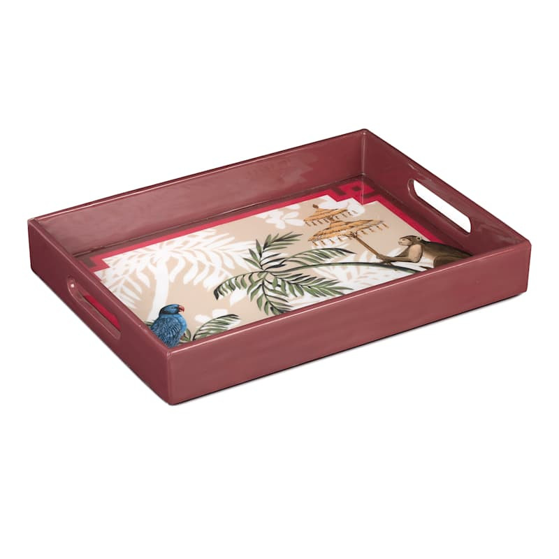 Red Lacquer Tray, 15x11 | At Home