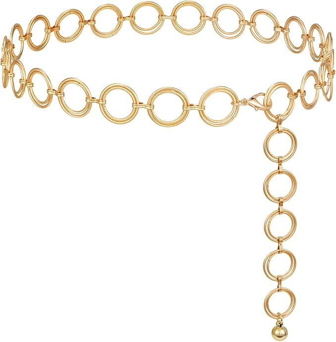 WERFORU Women Multilayer Gold Silver Metal Link Body Chain Belt Ladies Waist Chain Belts for Jean... | Amazon (US)