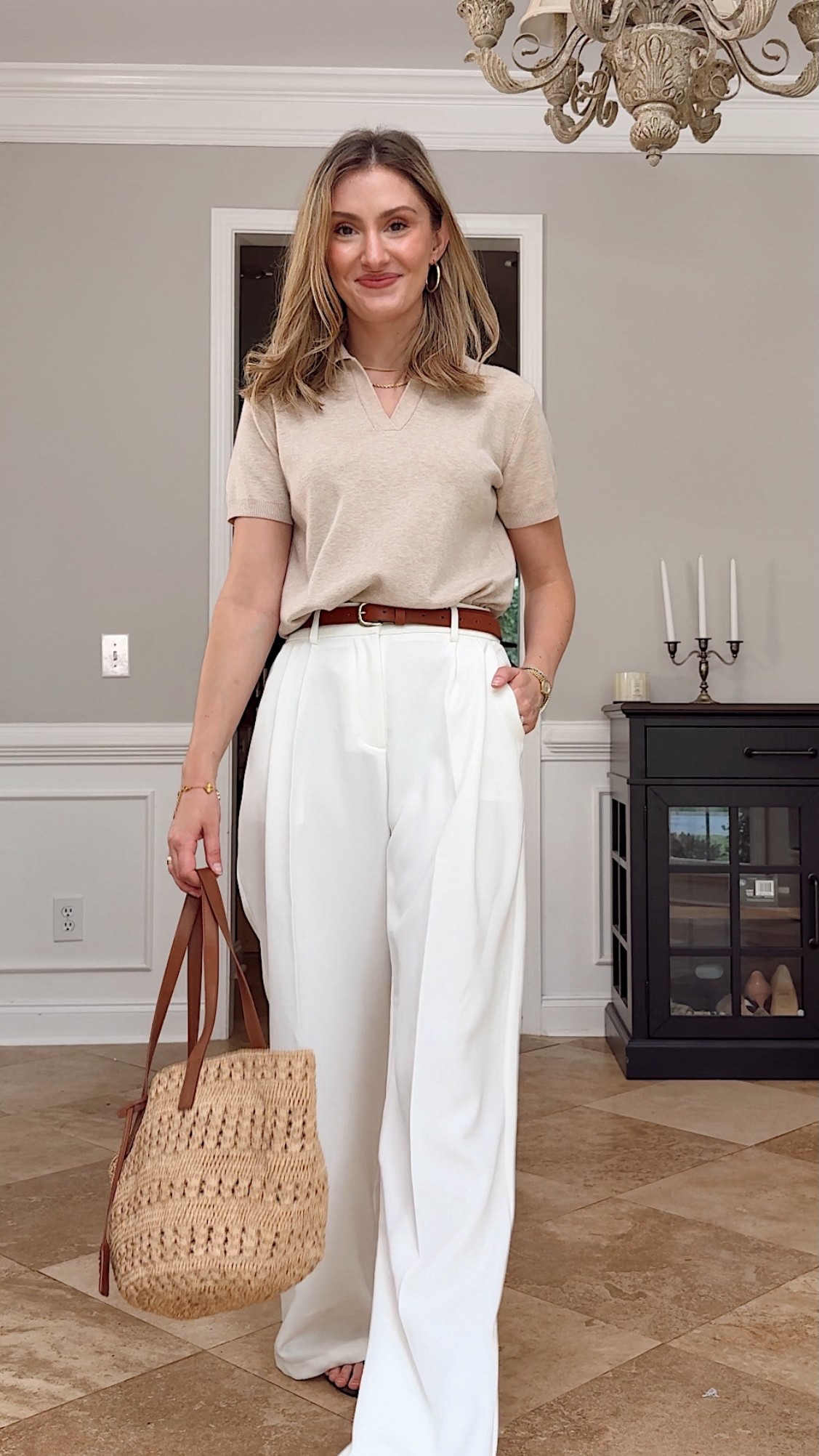 Can not believer this sweater polo and white trousers are each under $50! They are such great quality
I bought the trousers in a size small and chose the thicker material option (available in multiple colors) I also need to stock up on these soft wool like polos to transition into fall outfits 😍

#LTKFindsUnder50 #LTKStyleTip #LTKItBag
