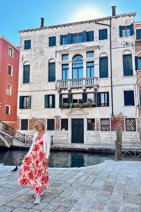 OOTD in Venice, Italy! Comfortable shoes, long maxi dress + white button down cardigan. Europe // travel outfit // vacation outfit 

#LTKFindsUnder50 #LTKOver40 #LTKStyleTip