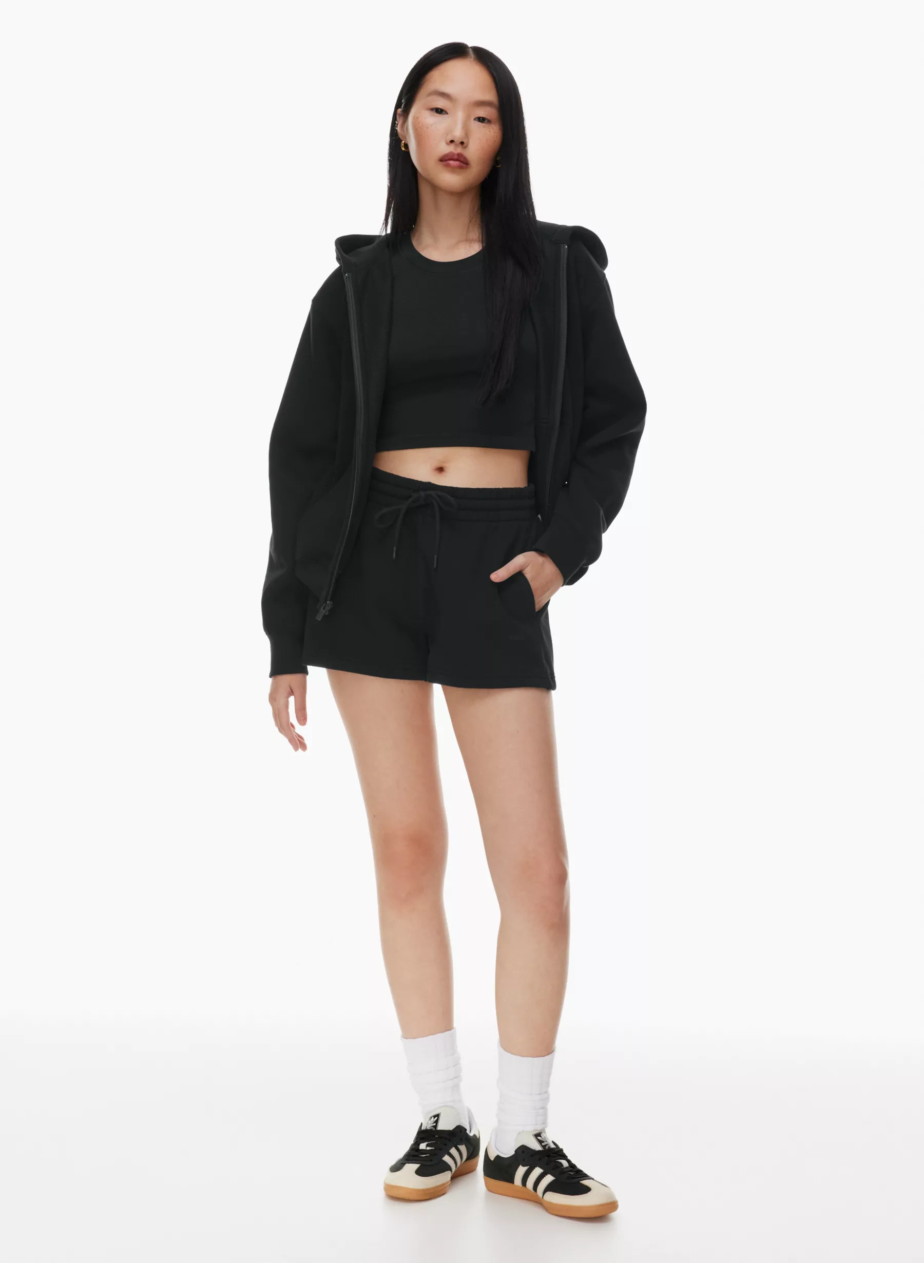 COZY FLEECE BOYFRIEND MINI SWEATSHORT | Aritzia