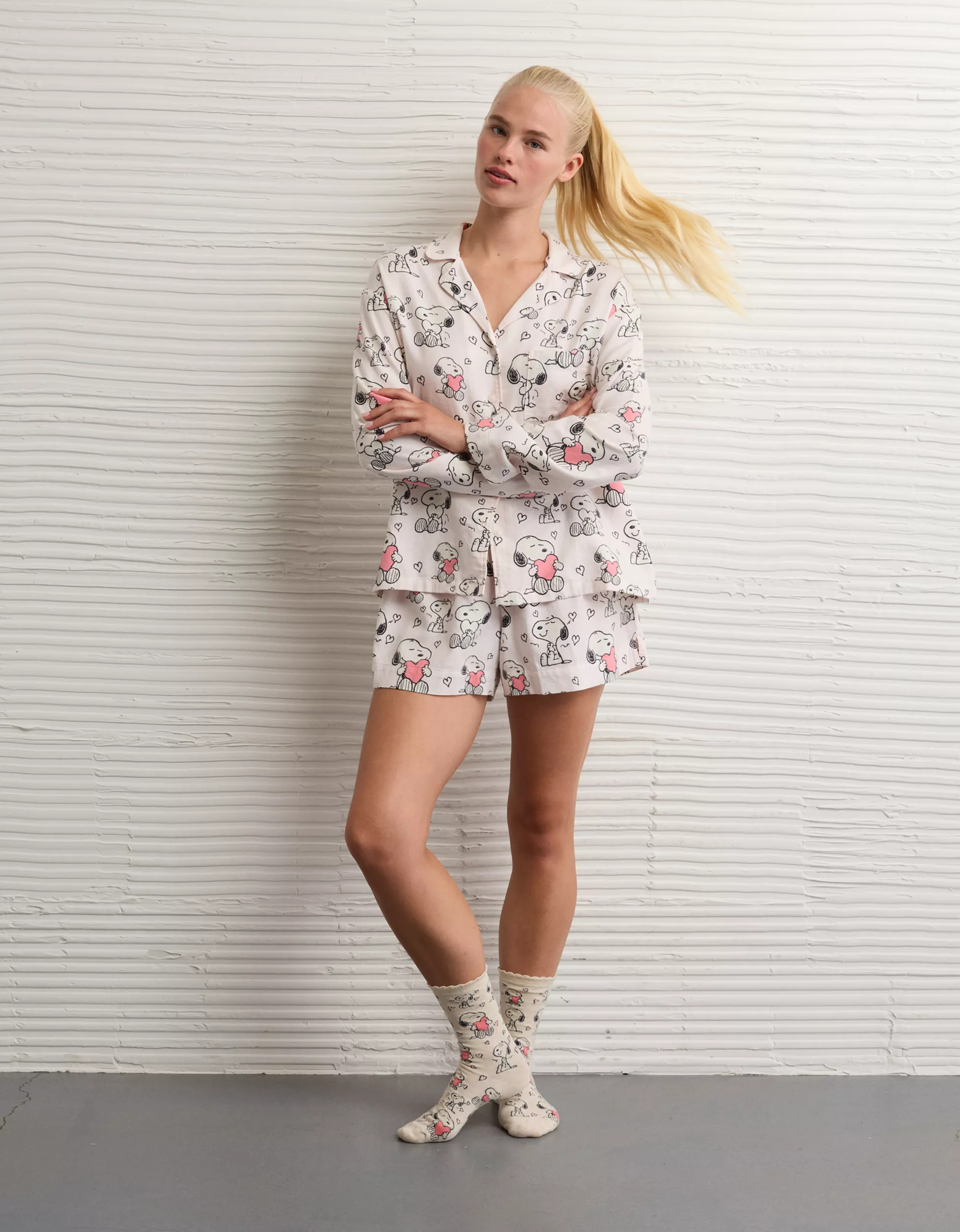 AE Snoopy Valentine's Day Flannel PJ Set | American Eagle Outfitters (US & CA)