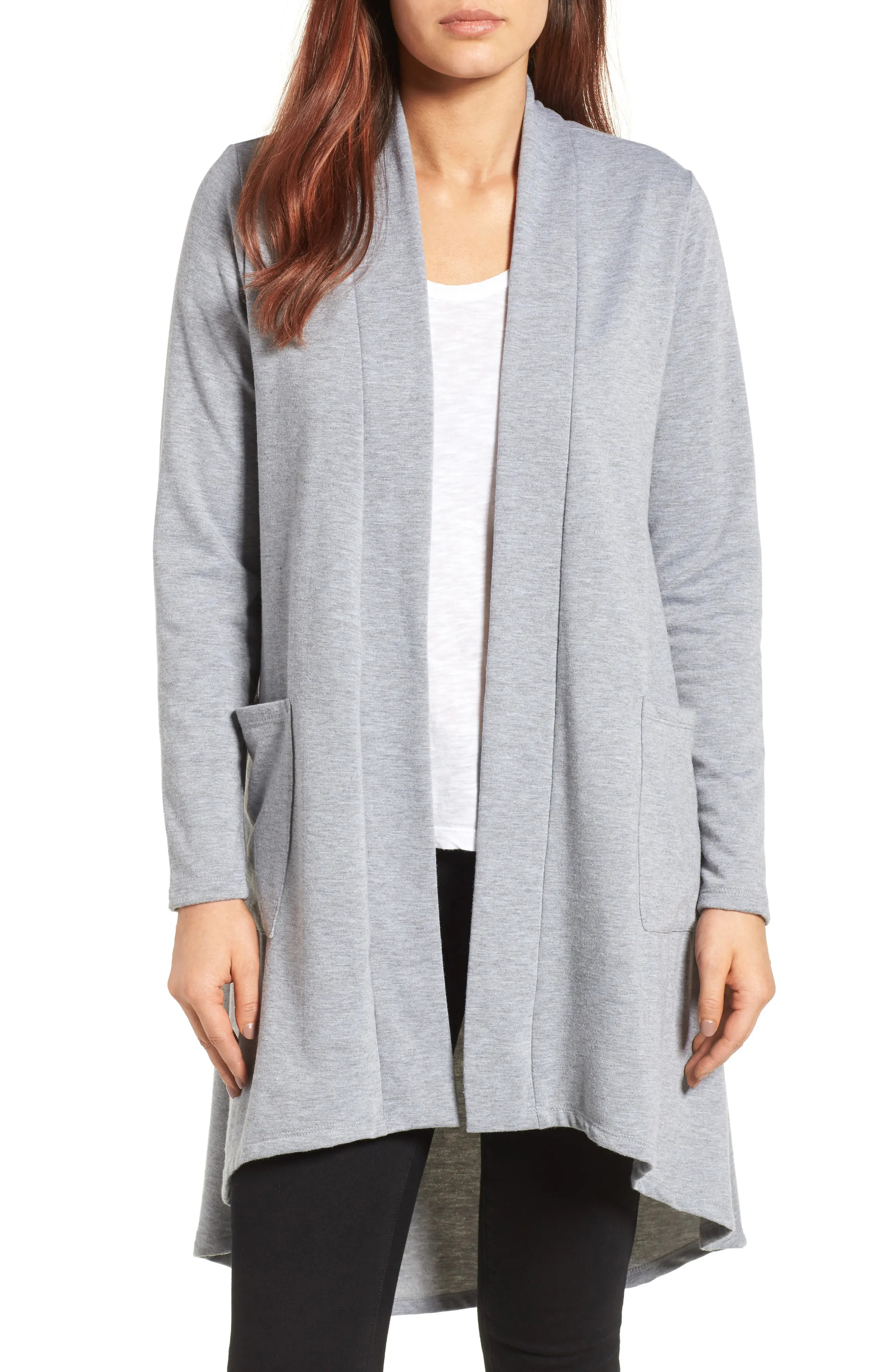 High/Low Fleece Knit Cardigan | Nordstrom
