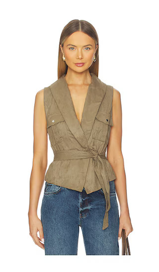 Aaliyah Faux Suede Vest in Dark Olive Green | Revolve Clothing (Global)