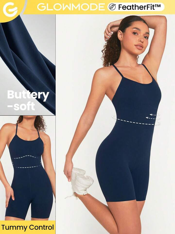 GLOWMODE Macacão Esportivo Featherfit™ De 8 Polegadas | SHEIN