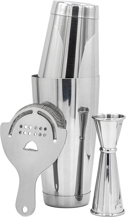 Professional Cocktail Shaker Set Bartending Kit: Weighted Boston Shaker Tins, Hawthorne Strainer ... | Amazon (US)