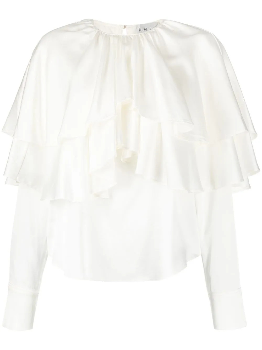 Forte Forte Layered long-sleeve Satin Blouse - Farfetch | Farfetch Global
