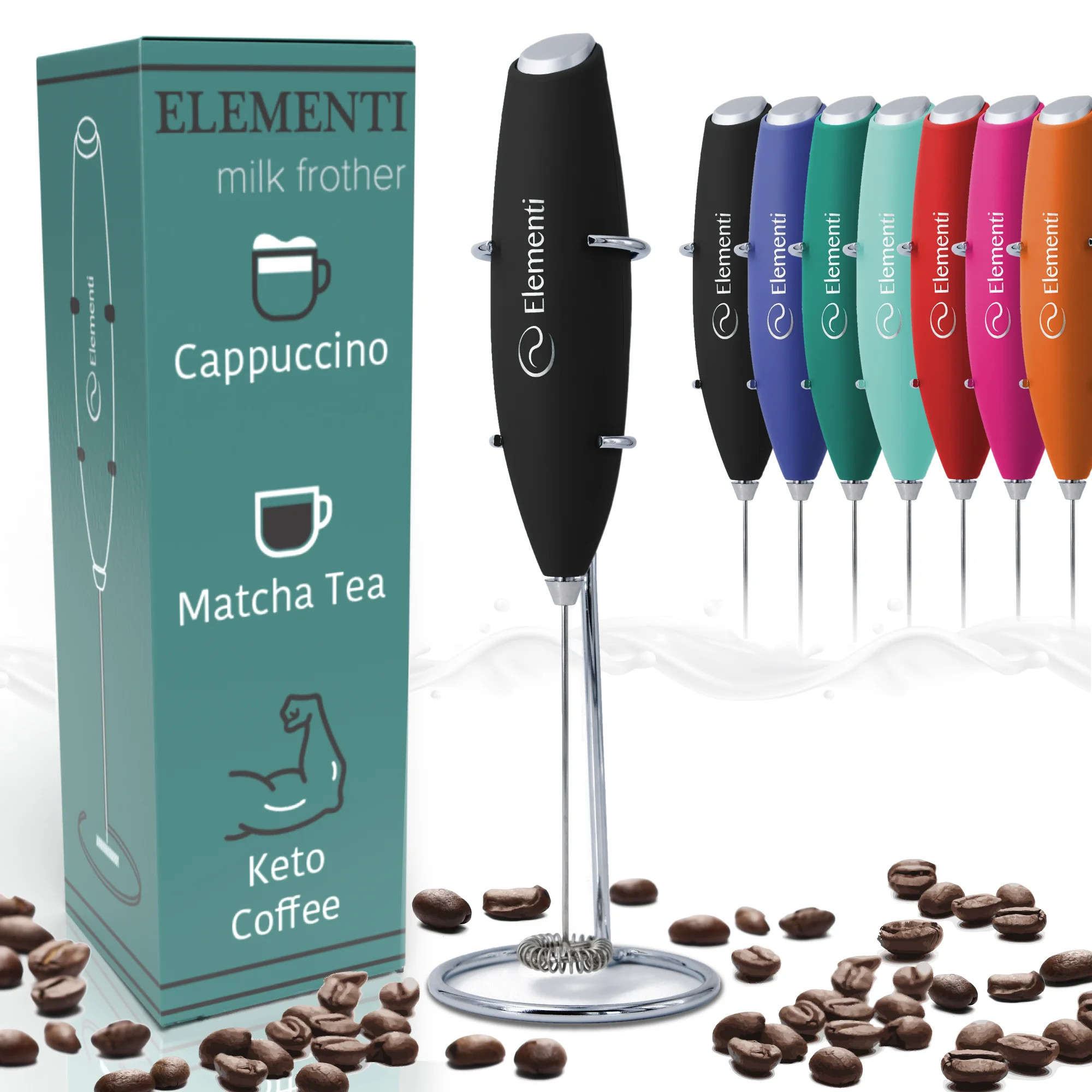 Elementi Milk Frother for Coffee - Handheld Milk Frother - Coffee Frother Handheld (Black) | Walmart (US)