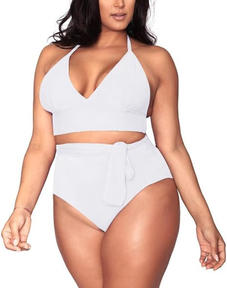 Sovoyontee Women's Plus Size High Waisted Tummy Control Swimwear Swimsuit Full Coverage | Amazon (US)