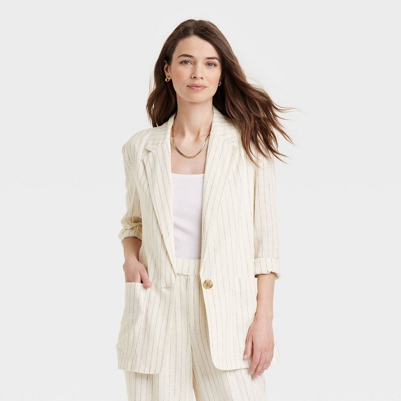 Women's Linen Relaxed Fit Spring Blazer - A New Day | Target