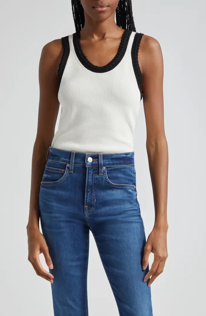 Veronica Beard Sandra Tipped Cotton Sweater Tank | Nordstrom | Nordstrom