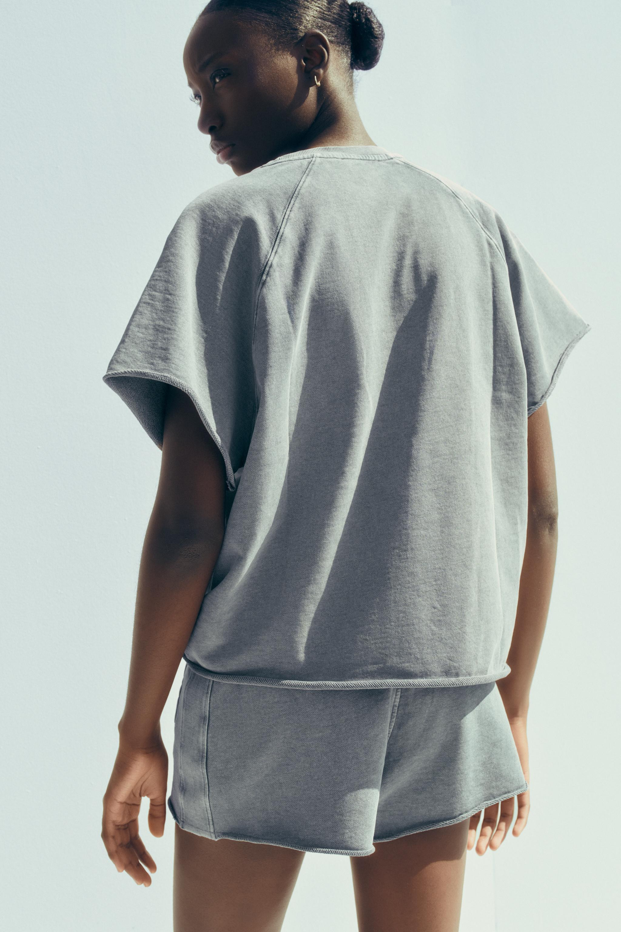 WASHED EFFECT TEXT SWEATSHORTS | Zara US