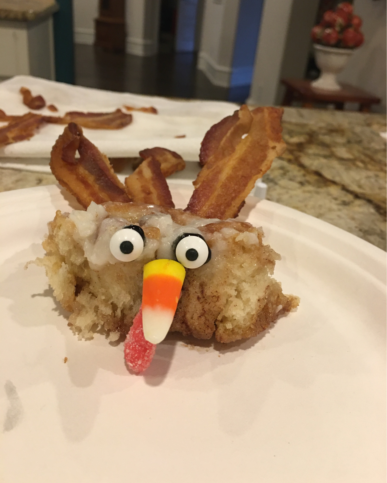 Cinnamon roll turkeys are some thing my family has been making for over a decade. Thanksgiving morning, the kids lineup in the kitchen to create this funny breakfast while we watch the parade, and the adult sip coffee or maybe even a mimosa. This is such a fun tradition to begin at your own home.Plus, grocery delivery through Walmart is a game changer!
