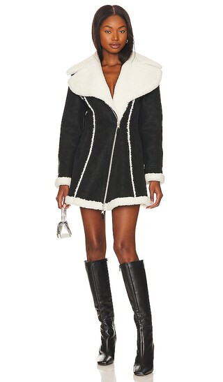 Jaedon Faux Shearling Jacket Dress in Black | Revolve Clothing (Global)