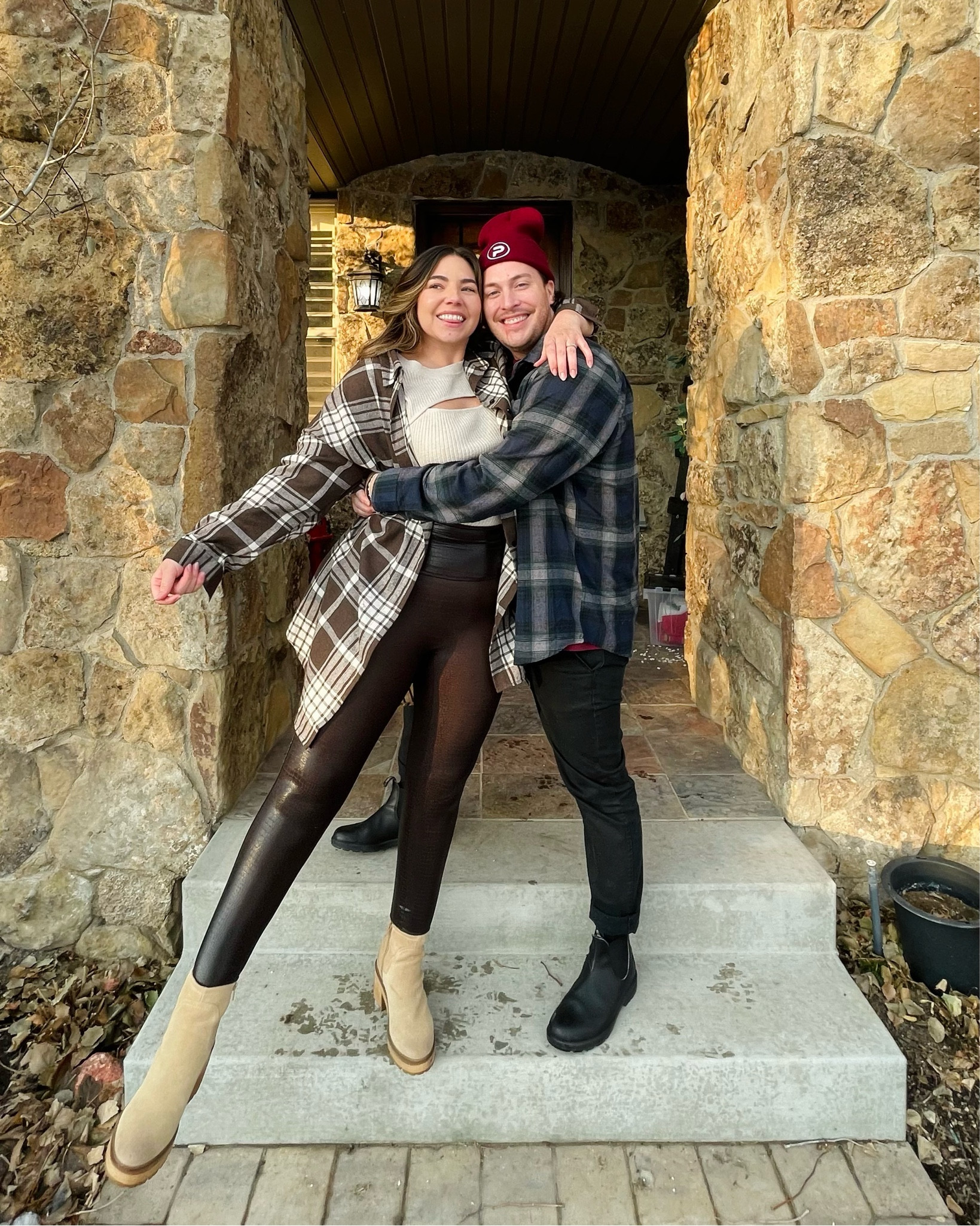 Coordinating outfits with my husband since 2013!

My oversized plaid shirt is a new staple in my closet— I have it in pink and brown! Size up for an extra oversized look like I styled here (wearing an XL).

The Spanx faux croc brown leggings are sold out except for in a size xs— but that means they’re on sale for less than $50 right now! Be sure to use the code SALE at checkout. 

My shoes are also on sale— I’m wearing a size 10. Be warned, they are much cuter than they are comfortable. These are 1-3 hour shoes only. 

#LTKshoecrush #LTKunder50 #LTKsalealert