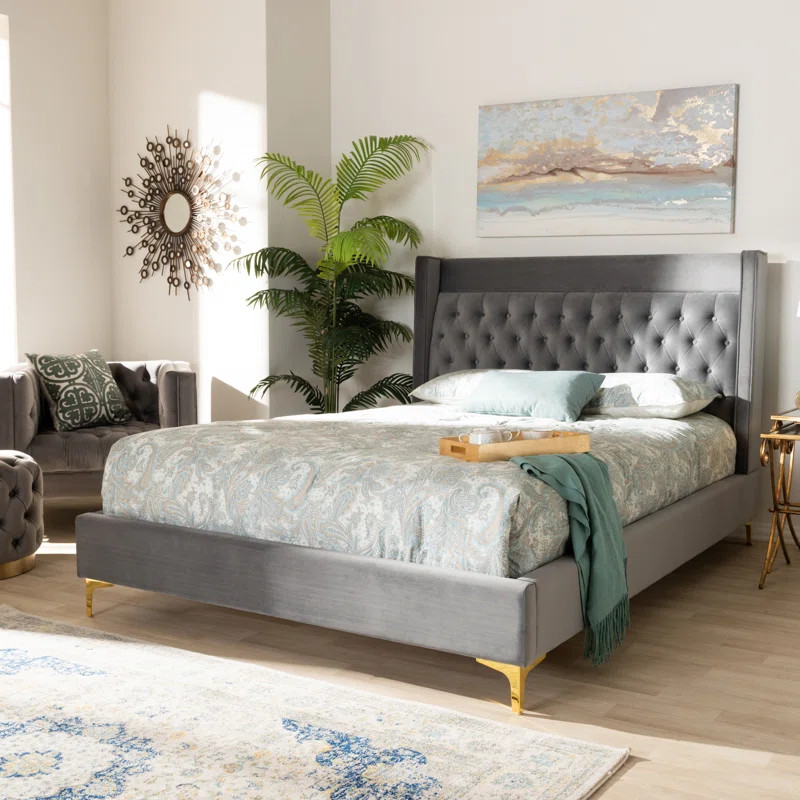 Maude Tufted Upholstered Low Profile Platform Bed | Wayfair North America