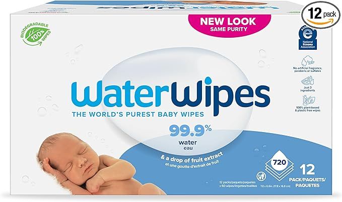 WaterWipes Biodegradable Original Baby Wipes,â€¯99.9% Water Based Wipes, Unscented & Hypoalle... | Amazon (US)