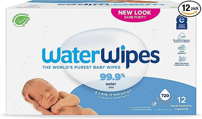 Amazon.com: WaterWipes Biodegradable Original Baby Wipes, 99.9% Water Based Wipes, Unscented & Hy... | Amazon (US)