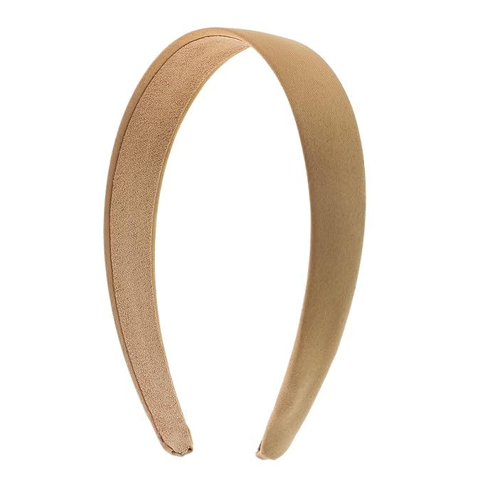 Motique Accessories 1 Inch Satin Hard Headband for Women and Girls (Light Brown) | Amazon (US)