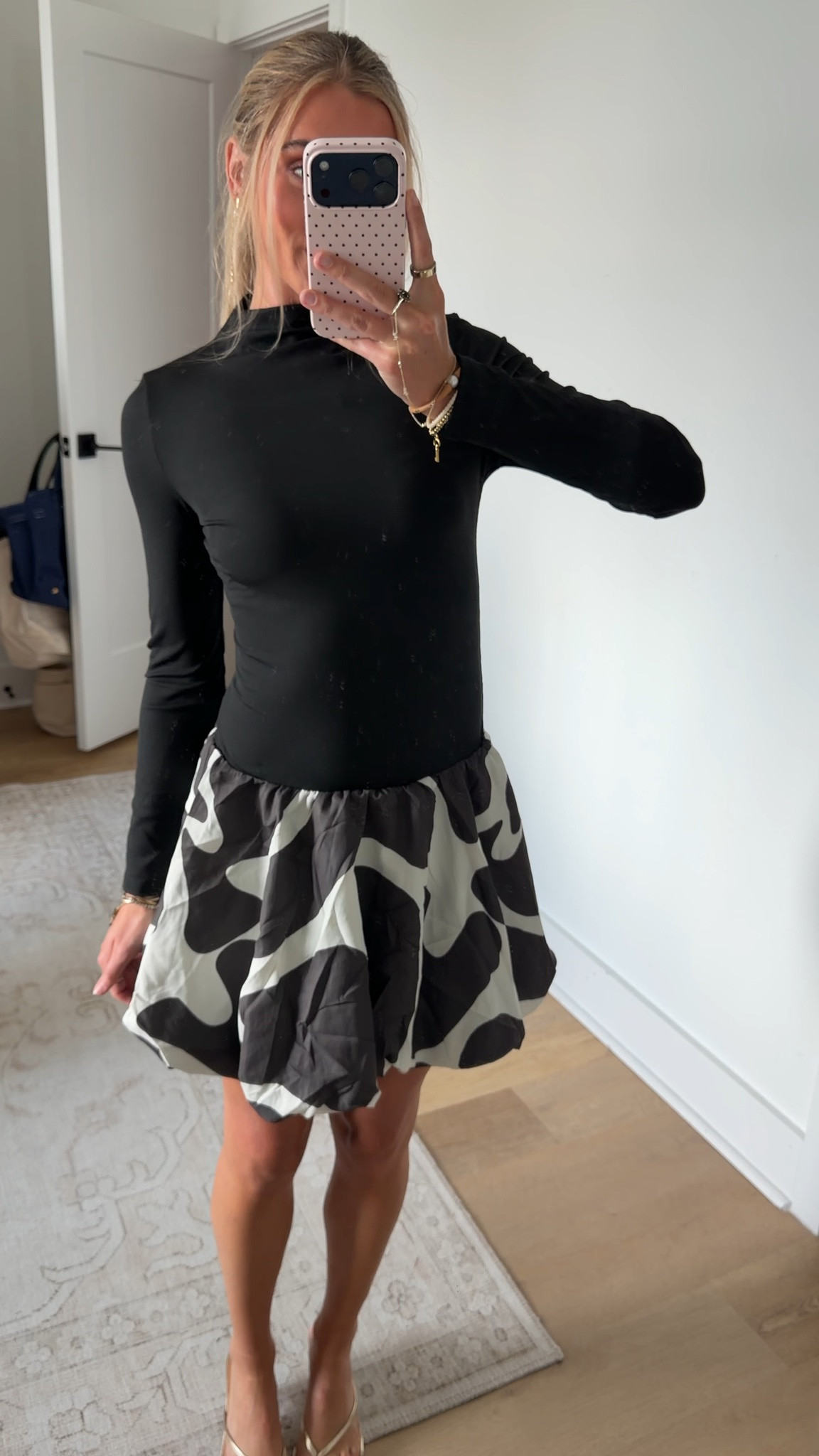 Amazon size small Imily Bela Fall Long Sleeve Dress for Women Mock Neck Bubble Skirt
Bubble Hem，Stretchy Fabric，Slim fit knit