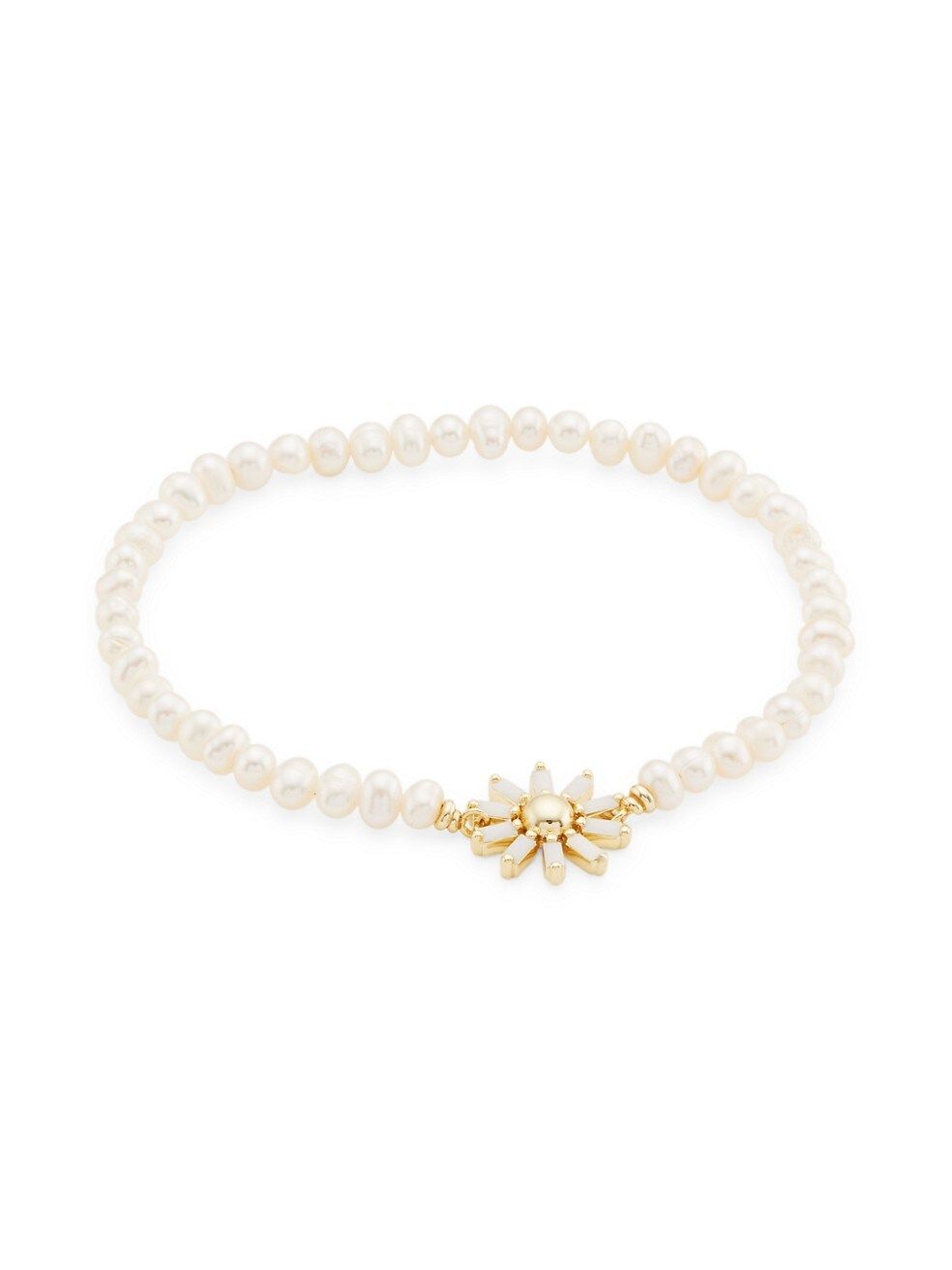 Madison 14K-Gold-Plated, Imitation Pearl & Glass Stretch Bracelet | Saks Fifth Avenue