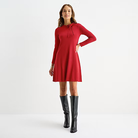 Robbie Bee Womens 3/4 Sleeve Sweater Dress, Color: Red - JCPenney | JCPenney