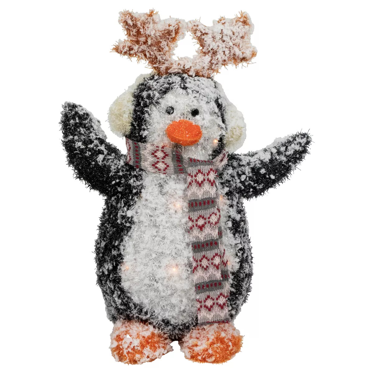 Northlight 22" Lighted Snowy Penguin in Antler Hat Outdoor Christmas Decoration | Target