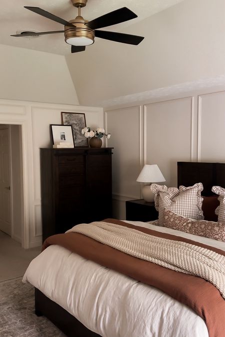 Master bedroom refresh!

Pretty ceiling fan, master bedroom, knit blanket, dresser decor, bedding, ruffle pillows 

#LTKHome