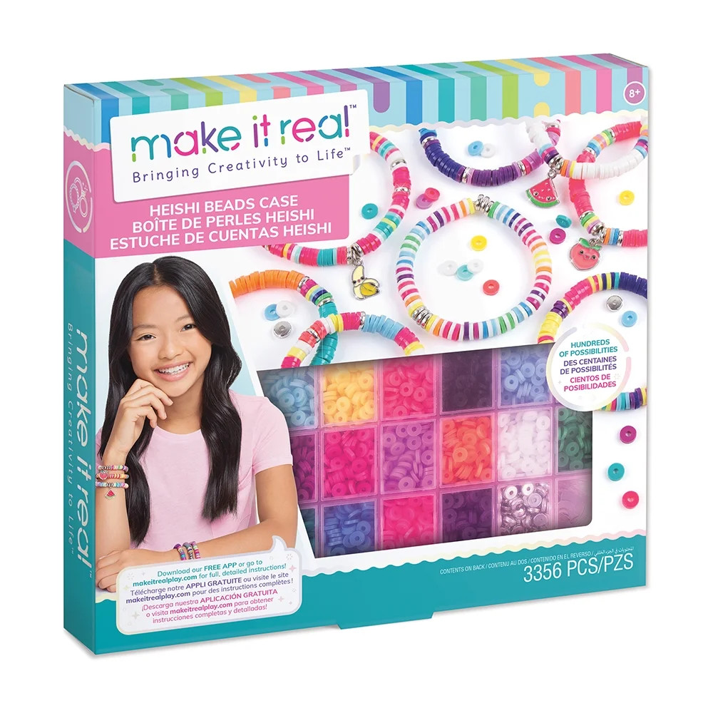 Make It Real Heishi Bead Storage Square Box, DIY Jewelry Kit, 3356 Pieces, Ages 8 + | Walmart (US)
