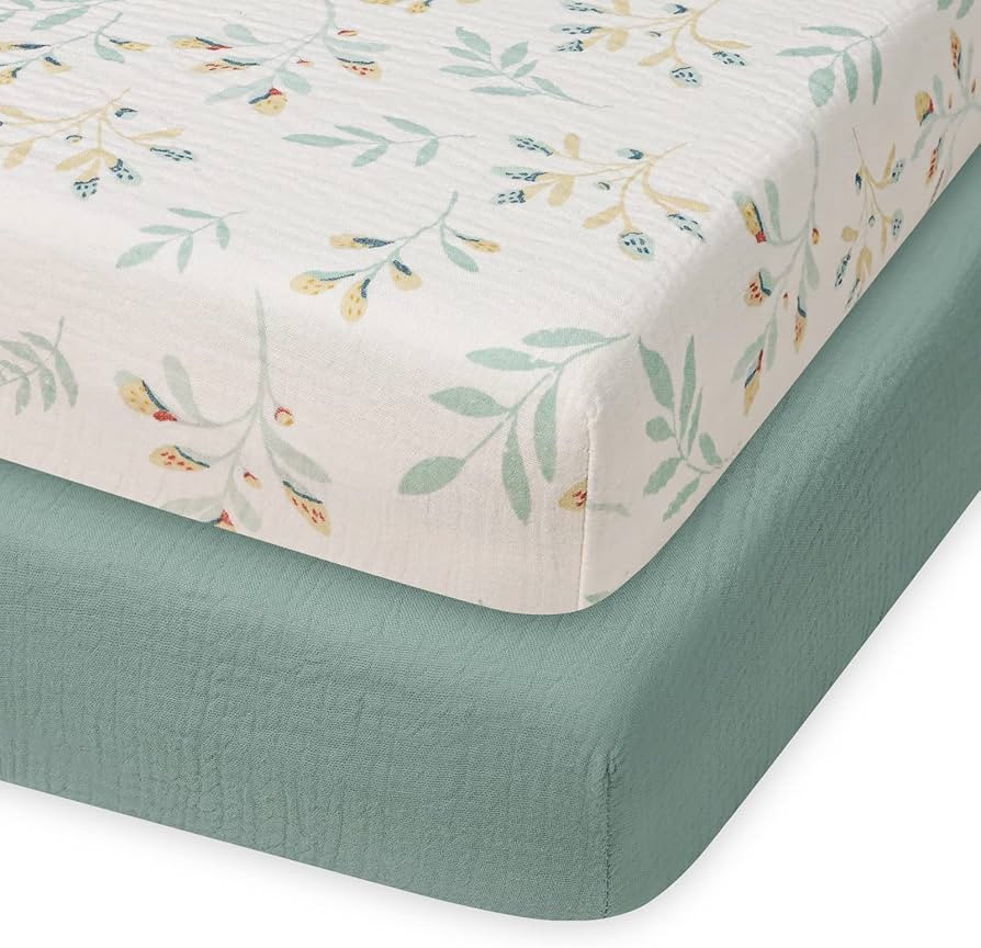 Muslin Pack N Play Sheets Fitted for Pack and Play Mattress and Mini Cribs, Muslin Cotton for Nat... | Amazon (US)