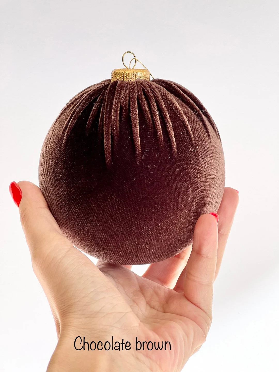 Chocolate Brown Christmas Ornament Handmade Velvet Balls - Etsy | Etsy (US)