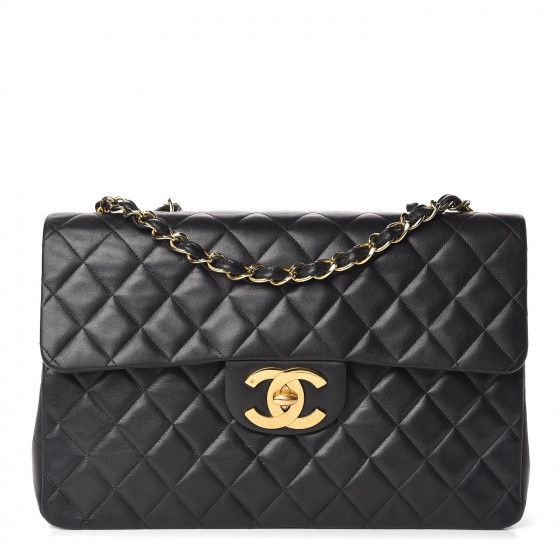 CHANEL Lambskin Quilted XL Jumbo Single Flap Black | Fashionphile