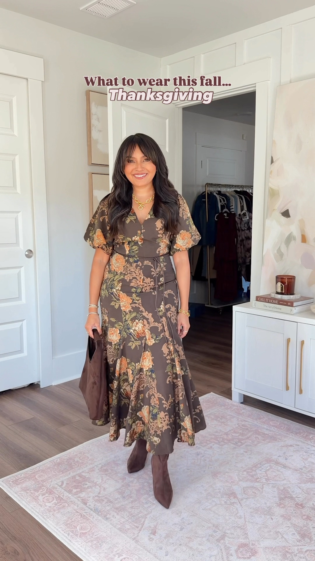 What to wear this fall for Thanksgiving, friendsgiving, date night, winery, family photos, and brunch!
For reference: I’m 5’0, 32b bra size, and 2/26 in bottoms, pear shaped. 
*Everything I share is unaltered! TTS means true to size.

Brown floral dress size xs TTS
Brown spiced pecan boots size 5.5 TTS

Brown floral top size xs TTS
Brown faux leather mini skirt size small - runs a little big in the waist but fits my wider hips
Brown heels size 5 TTS

Brown cardigan size xxs TTS
Brown polka dot skirt size xs TTS
Brown spiced pecan boots size 5.5 TTS

Stripe dress size small TTS - fits like a maxi dress on me
Brown spiced pecan boots size 5.5 TTS

Red floral top size xs TTS
Red floral skirt size xs TTS
Chocolate leather boots size 5.5 TTS


fall outfit ideas
petite fall outfits
thanksgiving outfit
friendsgiving outfit
date night outfit
winery outfit
family photo outfits
brunch outfit ideas
fall capsule wardrobe
cozy fall outfits
petite fashion
fall outfit inspo
affordable fall fashion
neutral fall outfits
everyday fall outfits
Rachel Miranda Blog
Honeysweetpetite
Honey Sweet Petite


#LTKSeasonal #LTKStyleTip #LTKPetite