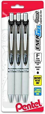 Pentel Gel Ink Pen, EnerGel Pearl RTX0.5mm, Fine Point, Needle Tip (BLN75WBP3A),Black | Amazon (US)