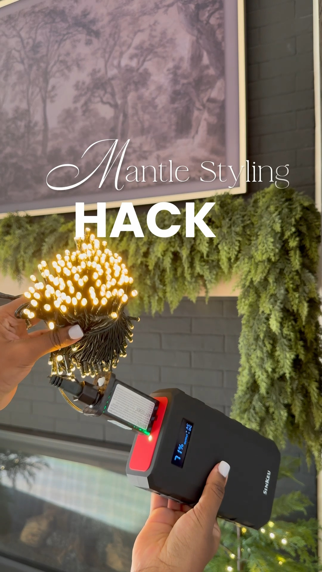 Get the look no plugs above your mantle or stairs! 🤎 Of course battery powered lights are always an option though they don’t last as long! 😩… With this system, you can add brighter Christmas lights to your mantle using a portable battery pack.💡 It charges multiple devices including your laptop or Christmas tree! 🎄 🎉

#LTKHome #LTKHoliday #LTKStyleTip