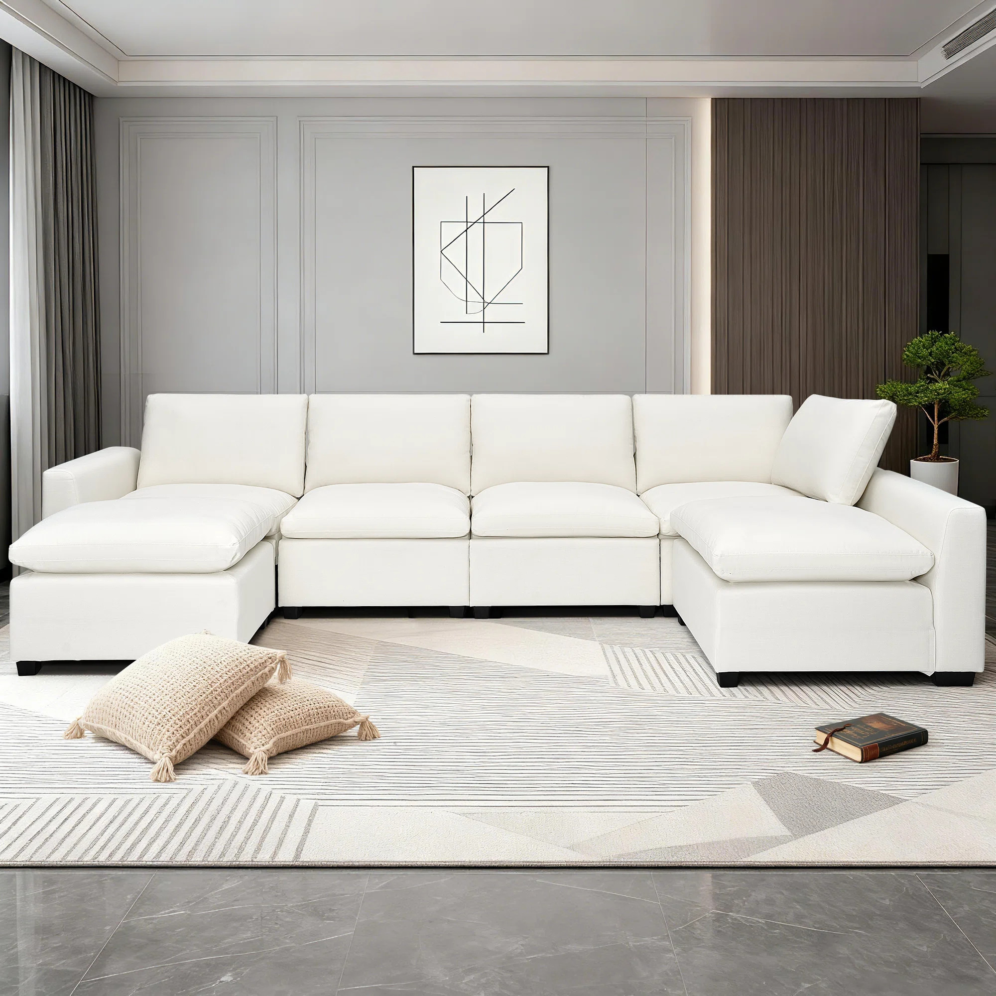 Cloud Modular Sectional Corner Sofa Upholstered Deep Seat Couches With Ottoman | Wayfair North America