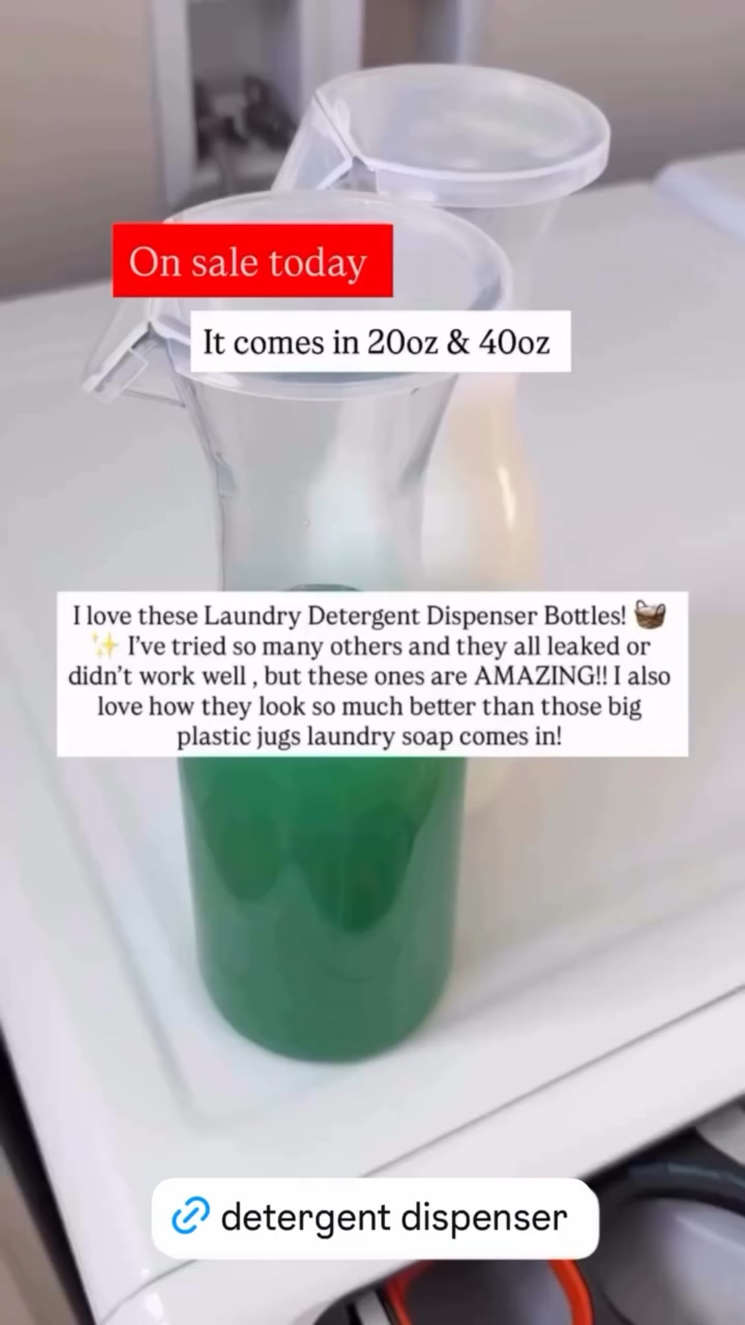 Ilove these Laundry Detergent Dispenser Bottles!
I've tried so many others and they all leaked or didn't work well, but these ones are AMAZING!! I also love how they look so much better than those big plastic jugs laundry soap comes in!

#LTKmomlife #LTKHome #LTKSaleAlert