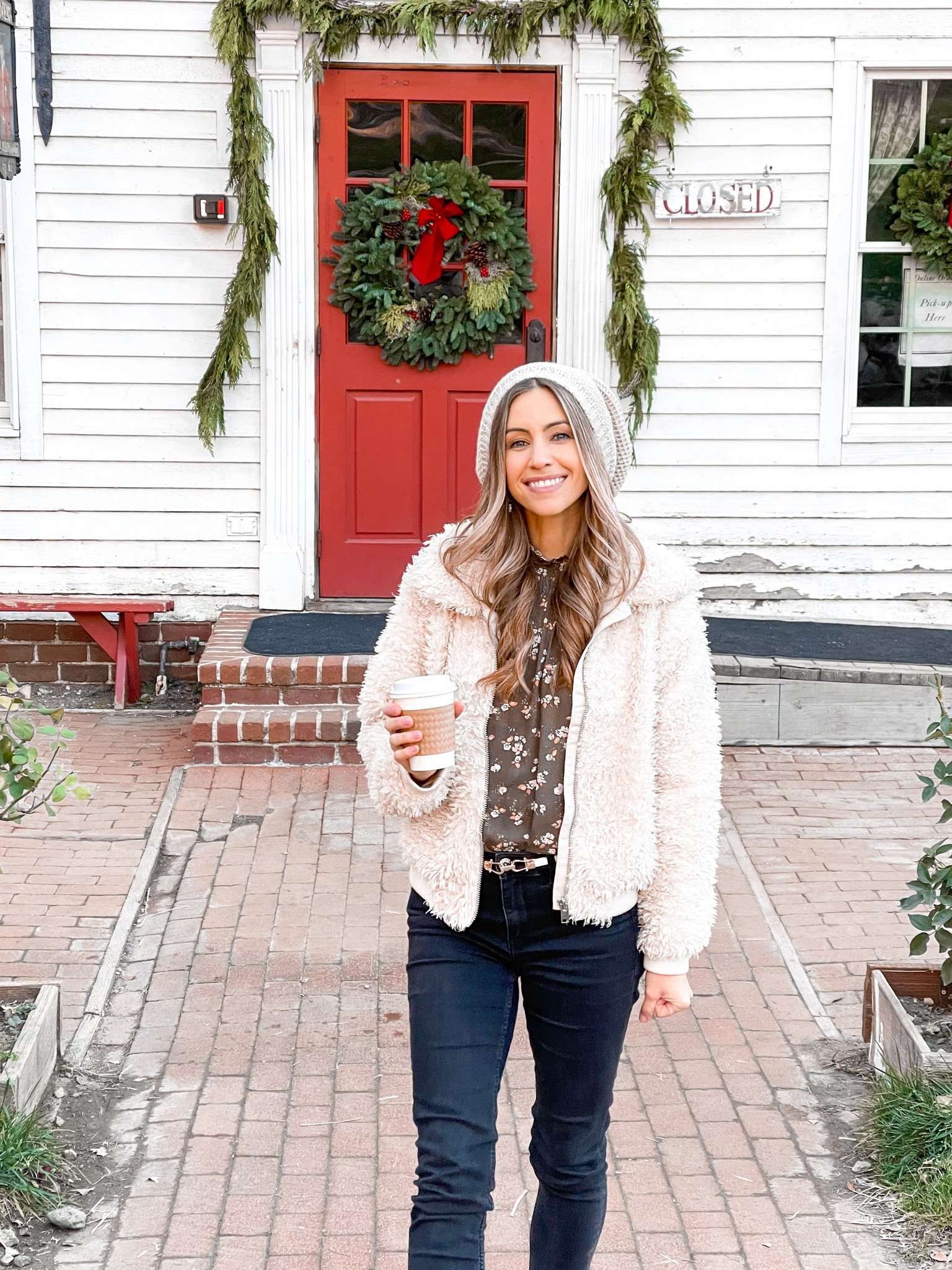 Faux fur coat, slouchy beanie, black jeans, belt, lace up boots, winter outfit, holiday looks. 

www.livingbarelyblonde.com
Barely blonde. Kristah.  Jenniferxerin. Treasures. Summerof. Daniau. #ltkwinter 

#LTKFind #LTKshoecrush #LTKSeasonal