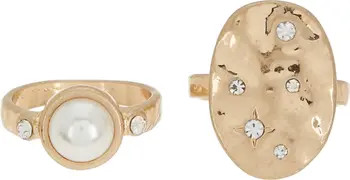 Melrose and Market Faux Pearl & Molten Coin Rings - Set of 2 | Nordstromrack | Nordstrom Rack