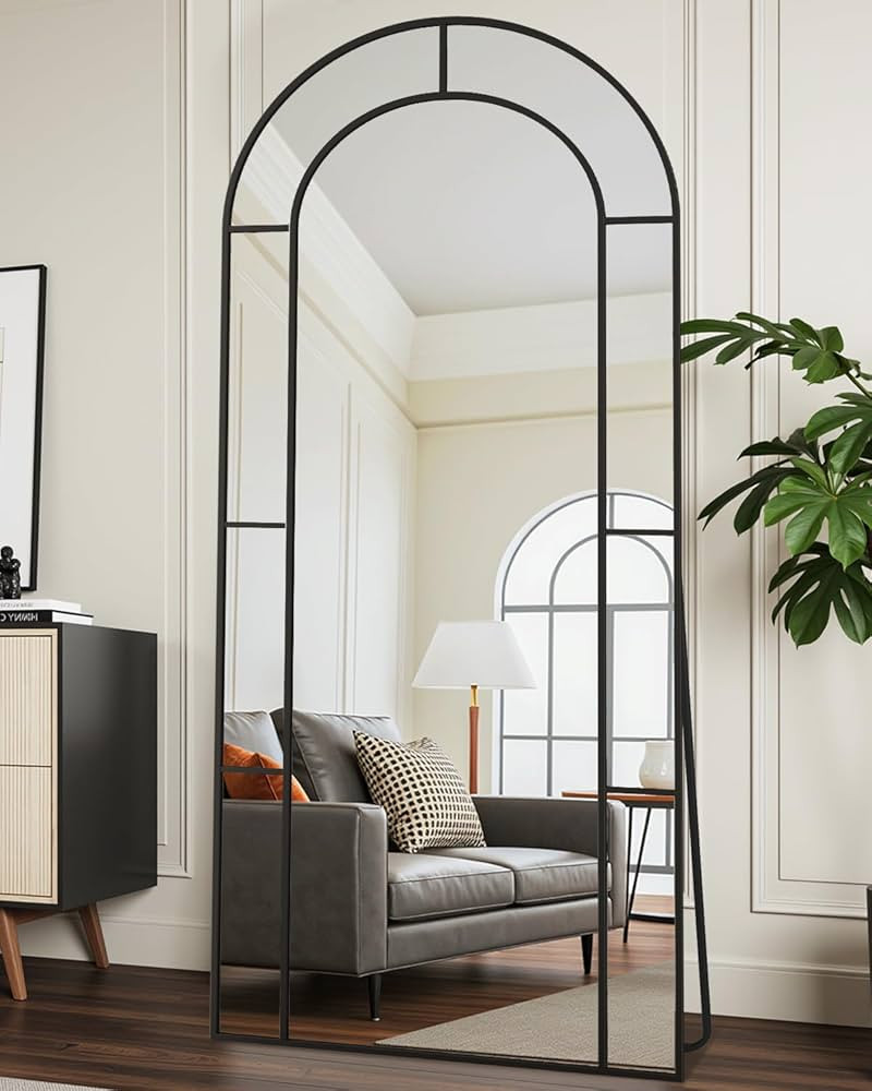 Antok 58" x 21" Full Length Mirror, Floor Mirror Arched Window Decorative Mirror, Metal Framed De... | Amazon (US)