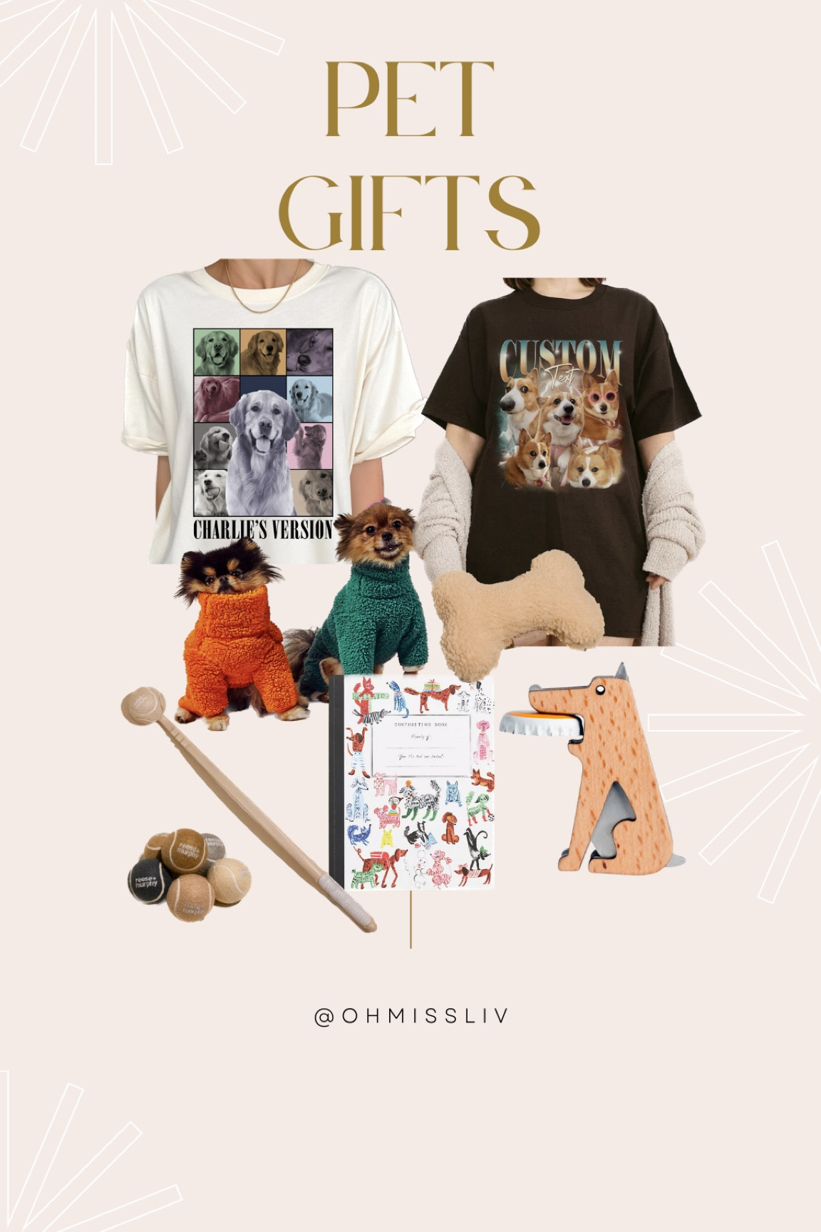 Pet Gifts and Gifts for Pet Lovers White Elephant Secret Santa Gifts for Dog Lovers Cat Lovers Stocking Stuffers Ideas Gift Guide for Pets Lovers Animals Owners Gifts for Families

Customized TS Taylor Swift Eras Themed Pet T-Shirt Personalized Pet Name Picture Graphic Tees Reese + Murphy Pet Toys Free People FP Fleece Jackets Pet Composition Journal Portable Dog Bottle Opener

Cat Owners Dog Owners Family Gifts Gag Gifts Funny Gifts

#LTKfindsunder100 #LTKGiftGuide #LTKHoliday