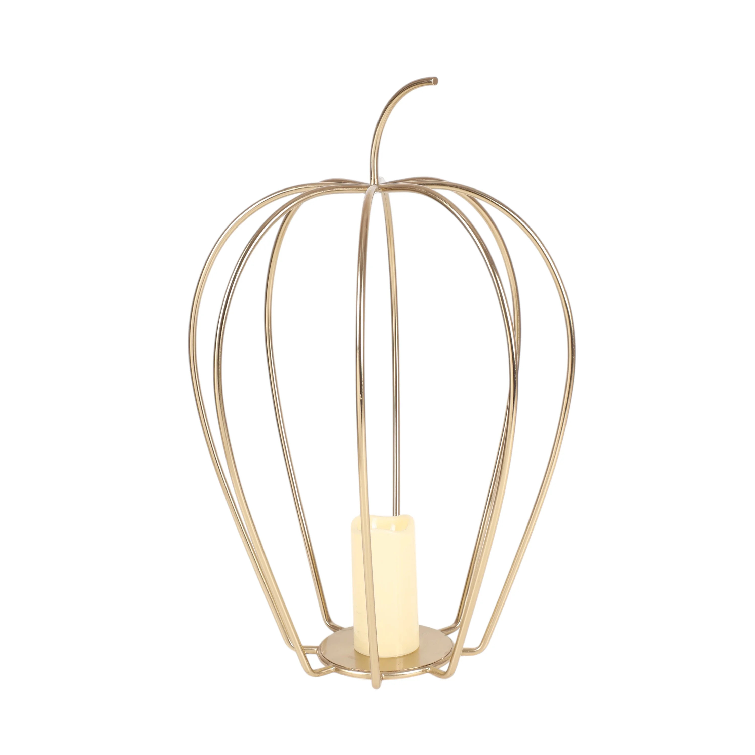 Gold Metal Pumpkin Lantern Halloween Decoration, 26"H, by Way To Celebrate | Walmart (US)