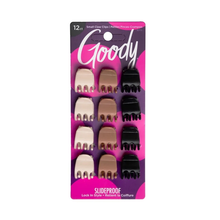 Goody Classic Mini Claw Clips, Assorted Colors, Slide-Proof Grip for All Hair Types, 12 Count | Walmart (US)
