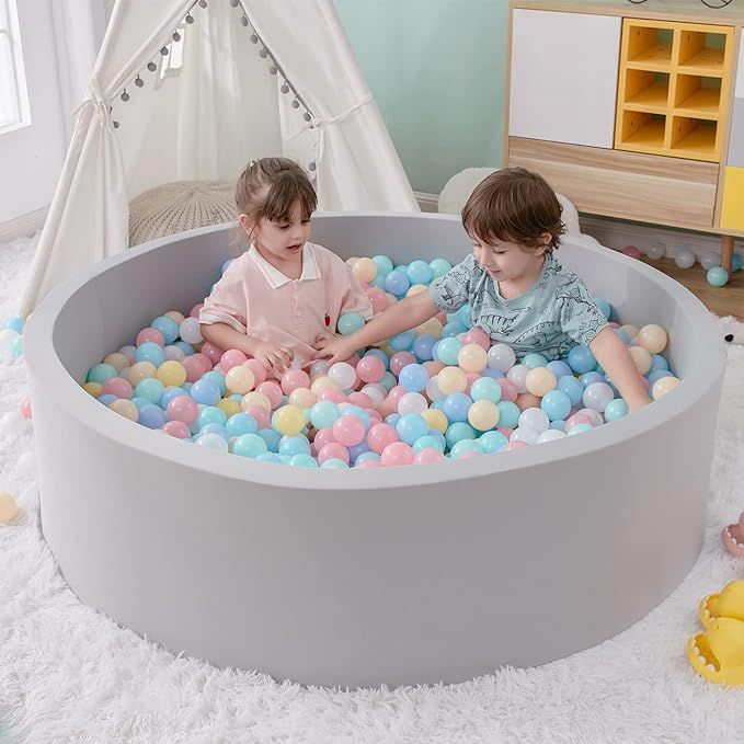 Foam Ball Pit, 47.2"x 13.8" Large Ball Pits for Toddlers, Soft Round Kiddie Baby Playpen Ball Poo... | Amazon (US)