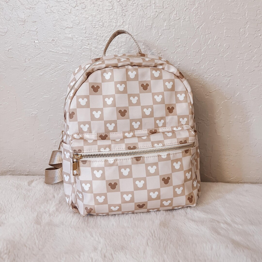 Neutral Checkered Mickey MINI Backpack Mouse Backpack - Etsy | Etsy (US)