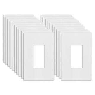 1-Gang Midsize, White Decorator/Rocker, Plastic Polycarbonate, Screwless Wall Plate (20-Pack) | The Home Depot