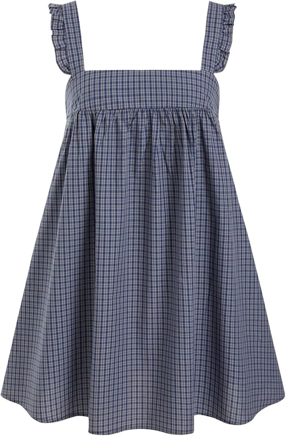 CIDER Womens Mini Dress Gingham Print Square Neck Ruffle Straps Loose Fit Slip Dress Holiday Casu... | Amazon (US)